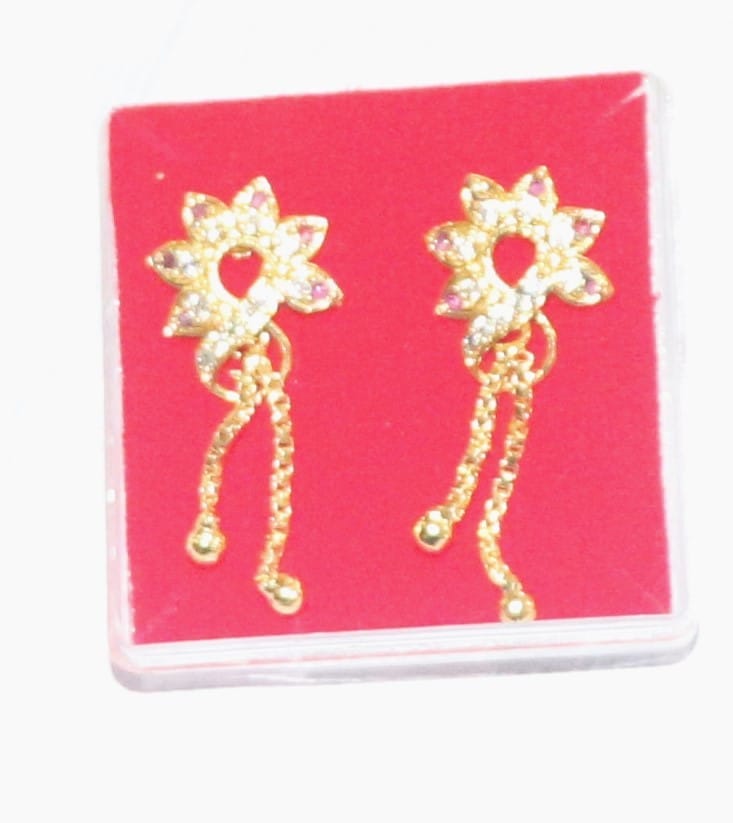 Gold Plated Kundan and Pearl Drop Earrings