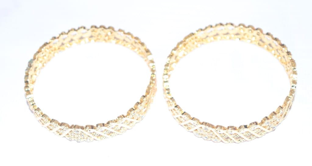 Gold Plated Bangles with White Stones