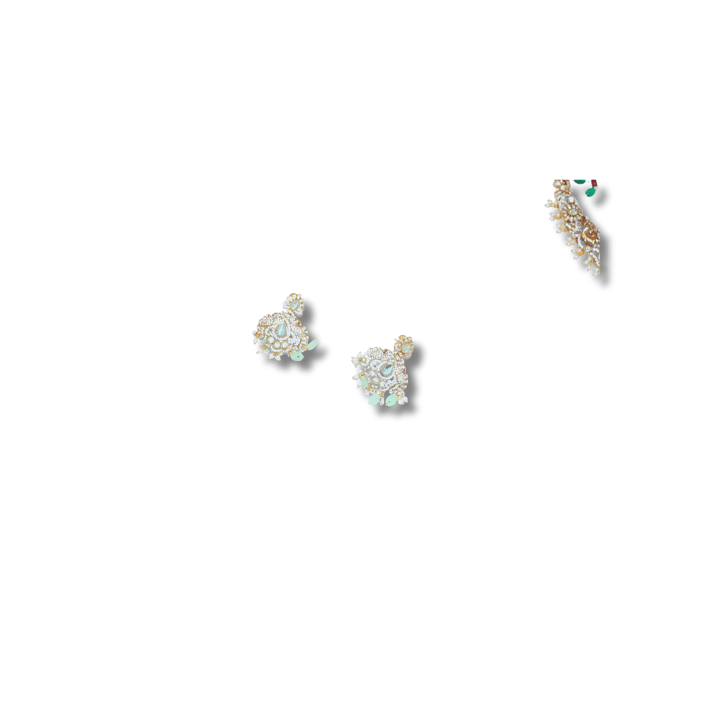 Stunning Gold-Plated Kundan Necklace Set with Green Stones