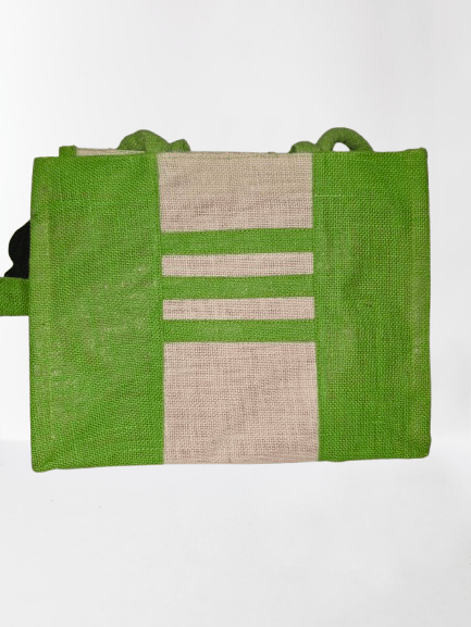Green and White Striped Jute Tote Bag - Handbags | Buy online on ZillyBuy