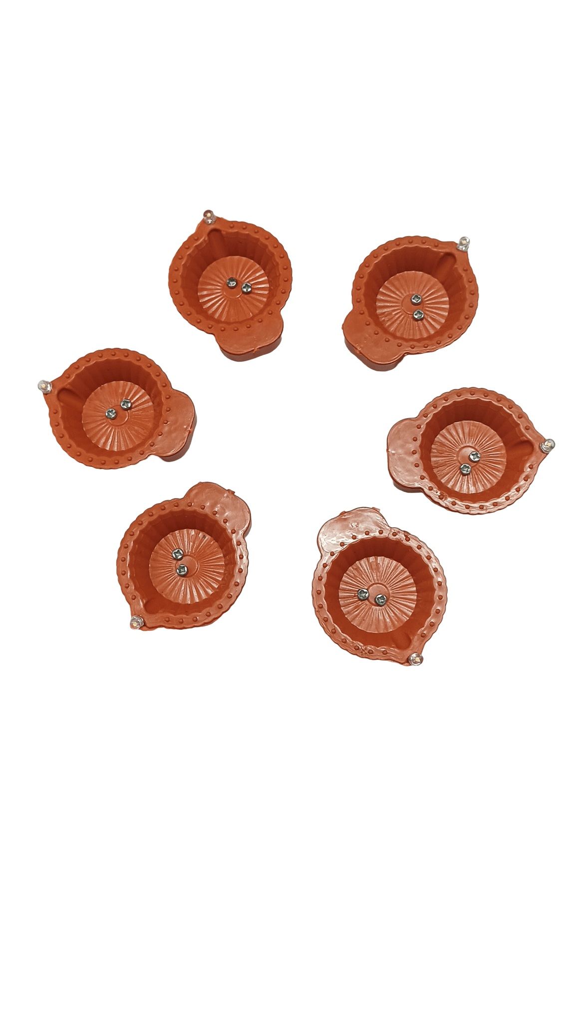 Pack of 6 Handmade Plastic Diyas for Diwali Decoration