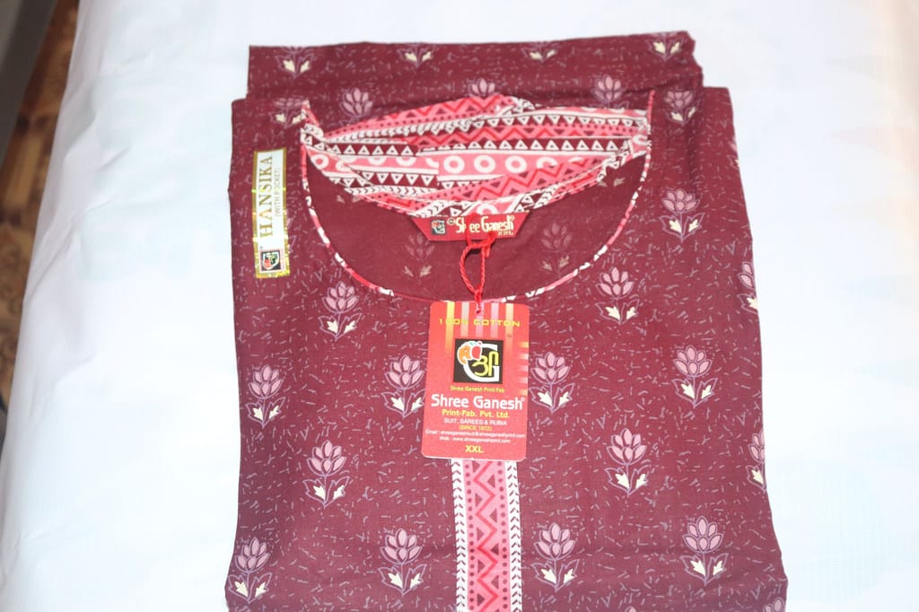 Women's Brown Cotton Printed Kurta with Pink Cotton Printed Palazzo Pants and Pink Cotton Printed Dupatta