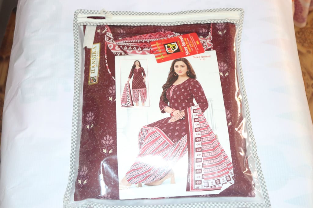Women's Brown Cotton Printed Kurta with Pink Cotton Printed Palazzo Pants and Pink Cotton Printed Dupatta