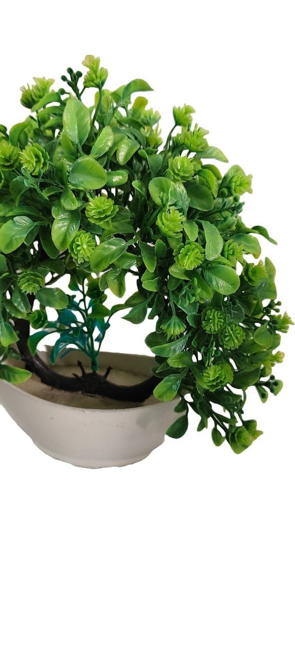 Artificial Bonsai Tree in White Potted Plant for Home Decor