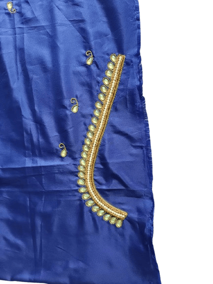 Blue Blouse With Zari And Stone Embroidery Work