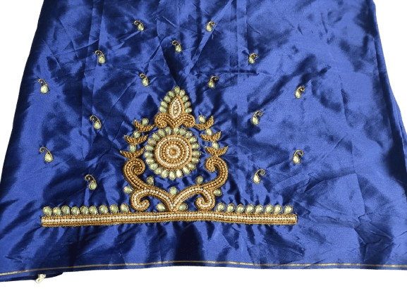 Blue Blouse With Zari And Stone Embroidery Work
