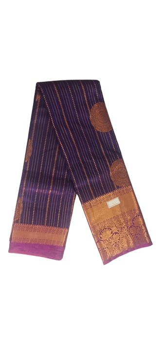 Purple Silk Saree With Golden Zari Border