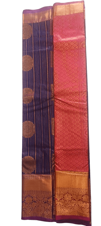 Purple Silk Saree With Golden Zari Border