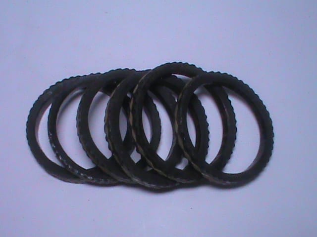 Black and Brown Beaded Chunky Bangle Bracelet Set of 6