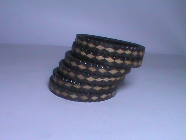 Black and Brown Beaded Chunky Bangle Bracelet Set of 6