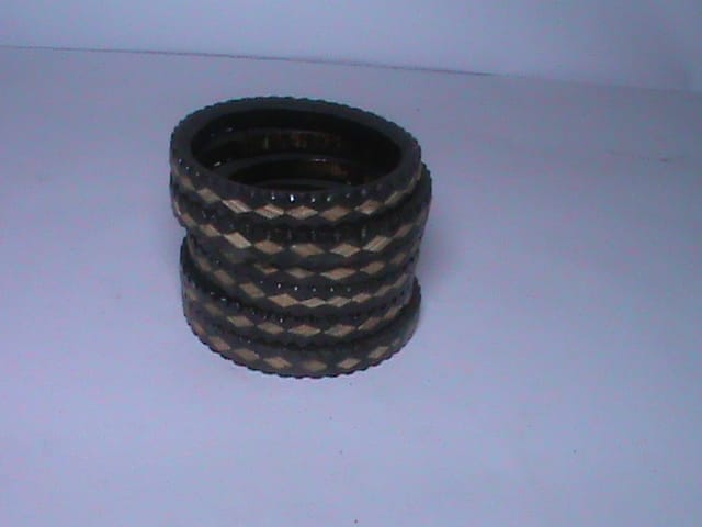 Black and Brown Beaded Chunky Bangle Bracelet Set of 6