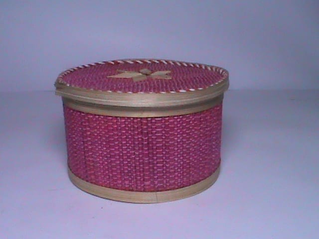 Handcrafted Pink Rattan Box with Star Design
