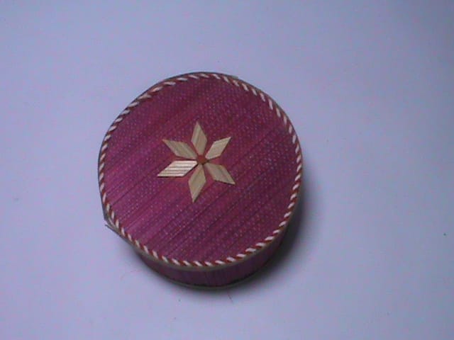 Handcrafted Pink Rattan Box with Star Design