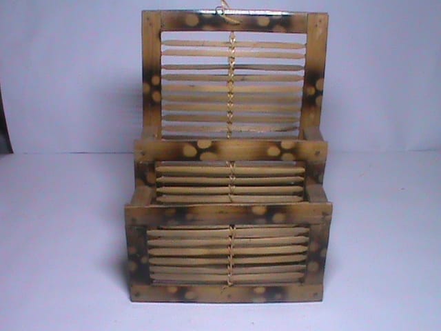 **Handmade Bamboo 2-Tier Wall Mount Organizer**