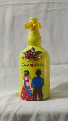 Personalized Hand Painted Decorative Glass Bottle with Couple Design