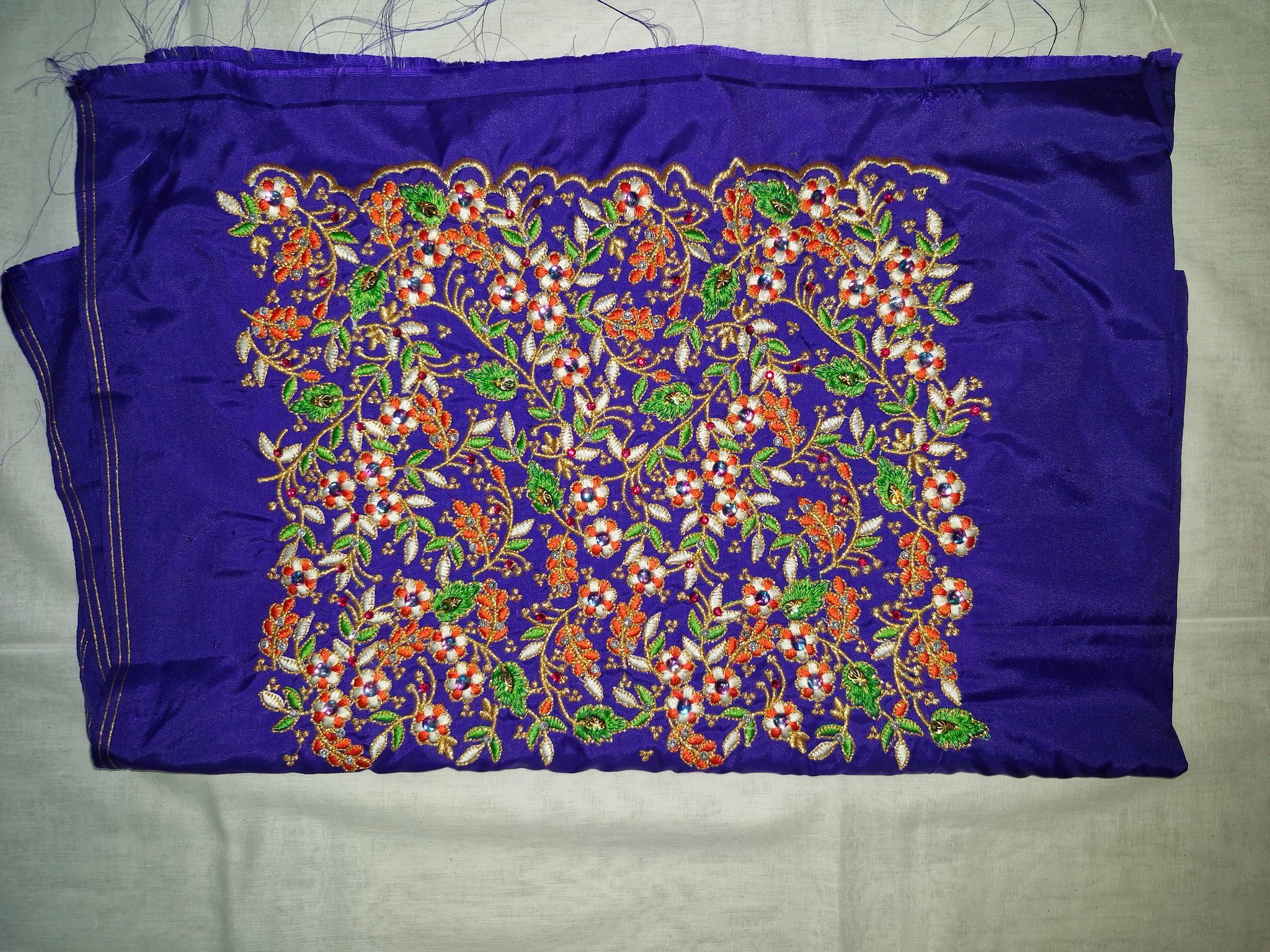 Embroidered Blouse Piece With Floral Butta Work