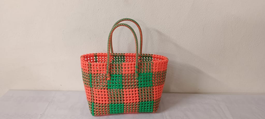 Handmade Colorful Plastic Woven  Bag - Handbags | Buy online on ZillyBuy