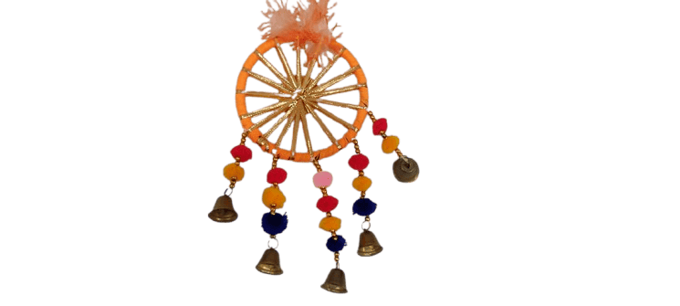Handmade Dreamcatcher with Bells and Pom Poms