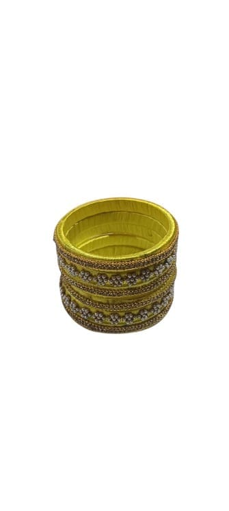 Green and Gold Silk Thread Bangle Set - Bangles & Bracelets | Buy online on ZillyBuy