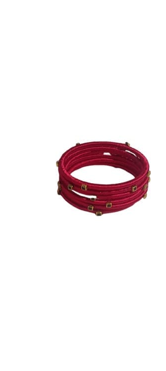 Red and Gold Silk Thread Bangle Set - Bangles & Bracelets | Buy online on ZillyBuy