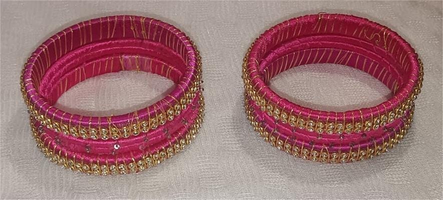 Indian Traditional Silk Thread Bangles With Stone Work - Bangles & Bracelets | Buy online on ZillyBuy