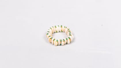 Handmade Seashell Bracelet with Green Accents