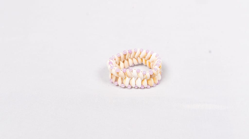 Handmade Seashell Bracelet with Pink Accents