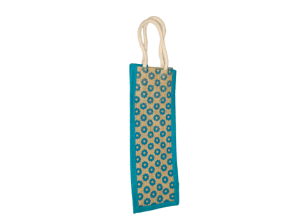 Blue Colour Jute Water Bottle Bag