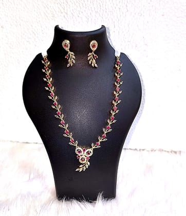 "Stunning Ruby and Gold plating Necklace Set"