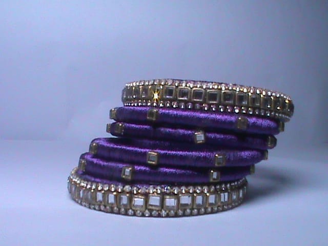 Purple Bangle Set with Rhinestones