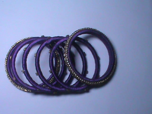 Purple Bangle Set with Rhinestones