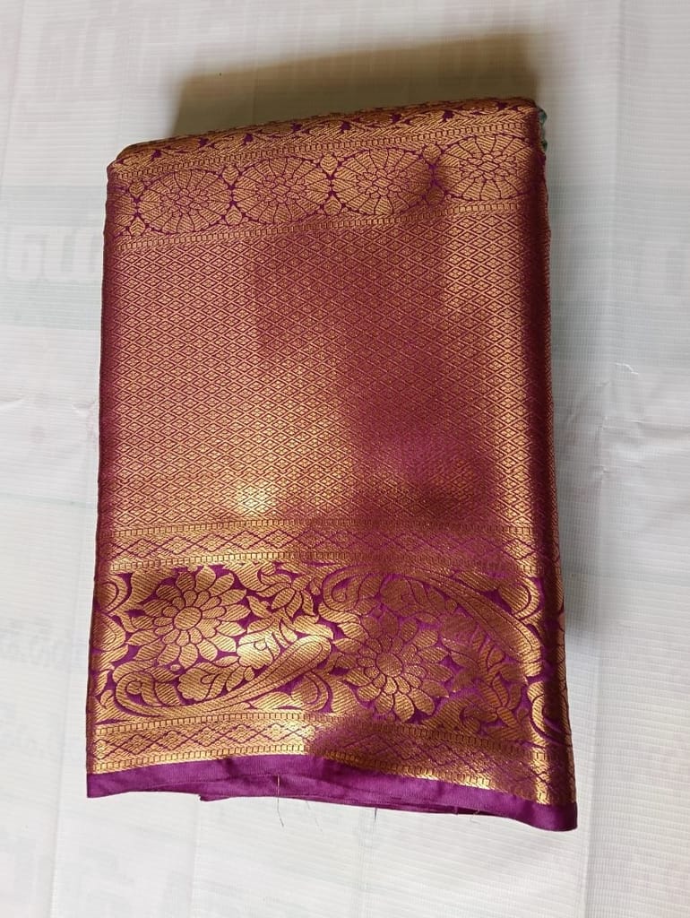 Green and Red Kanjivaram Silk Saree With Blouse Piece