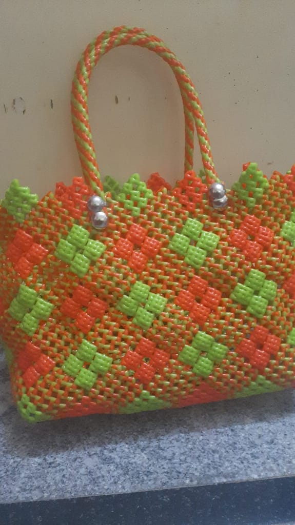Handwoven Green and Orange Market Tote - Handbags | Buy online on ZillyBuy
