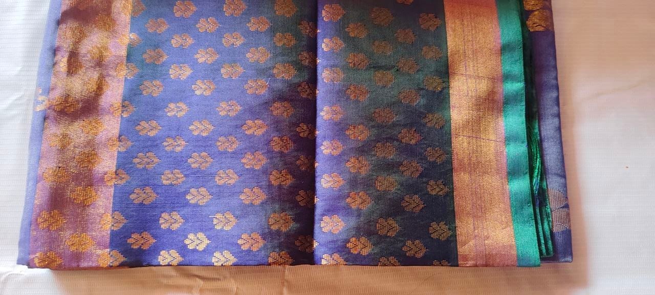 Purple Handloom Pure pattu Saree With Blouse Piece