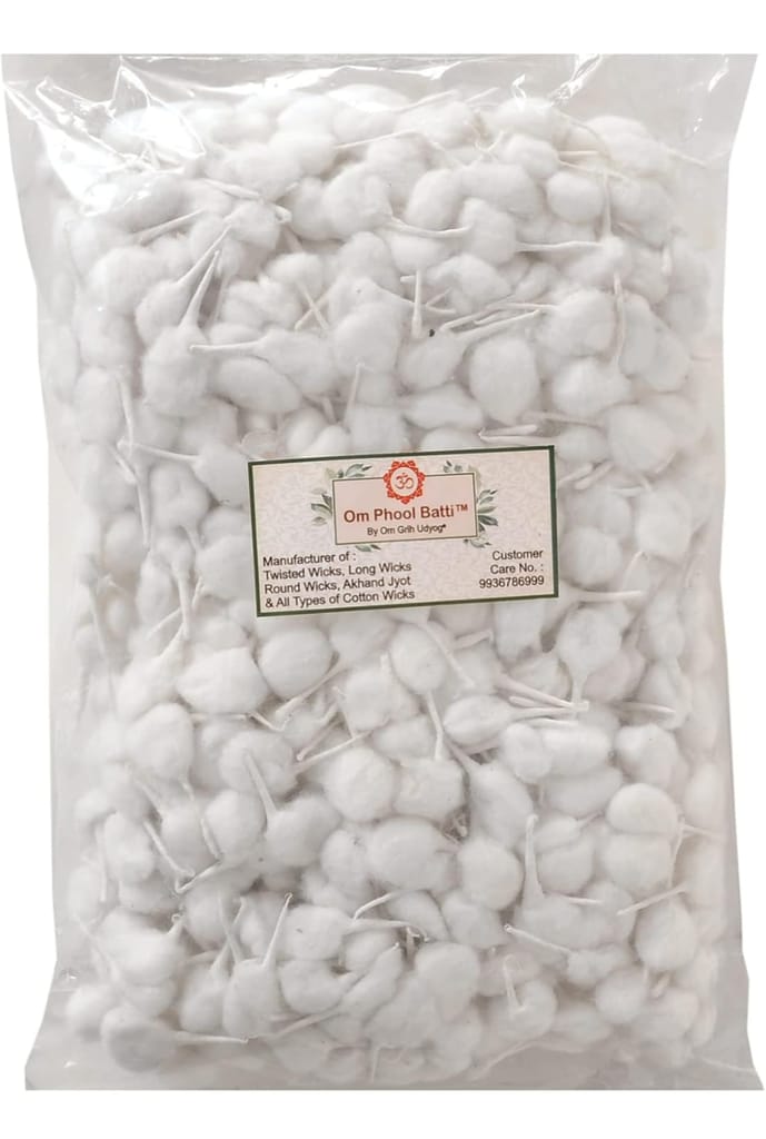 Om Phool Batti Cotton Wicks for Puja, Havan, and Diya - 100% Pure and Natural - Long Lasting and Smokeless - Made in India - Pooja Needs | Buy online on ZillyBuy