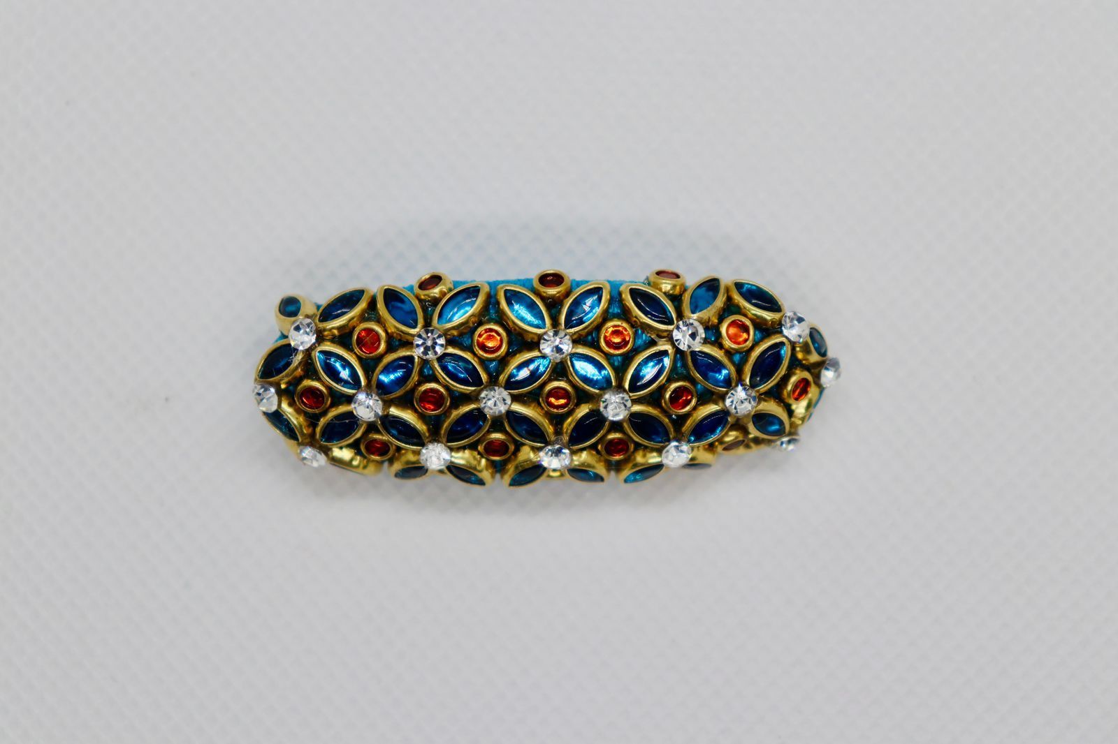 Vintage Inspired Blue Enameled Flower Brooch