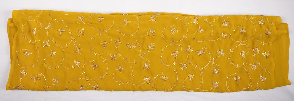 Yellow Chiffon Saree with Silver Embroidery