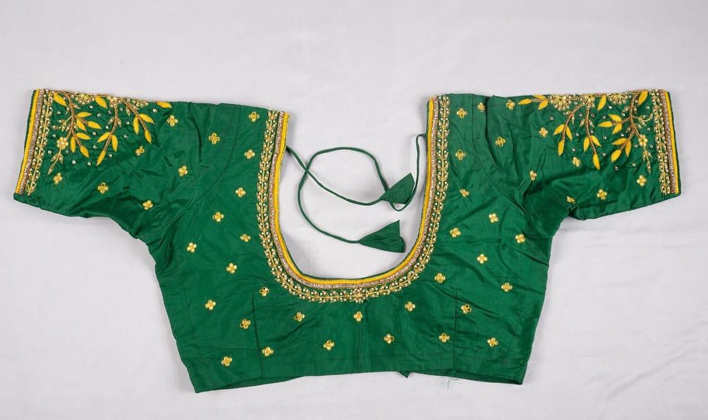 Green blouse with yellow embroidery