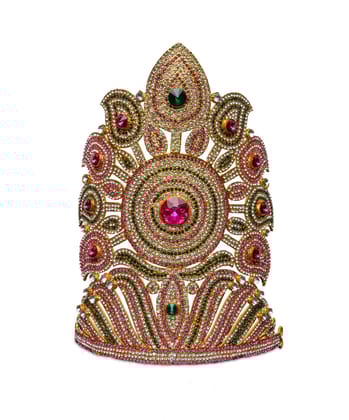Indian Traditional Gold Plated Wedding Tikka With Pink Stones