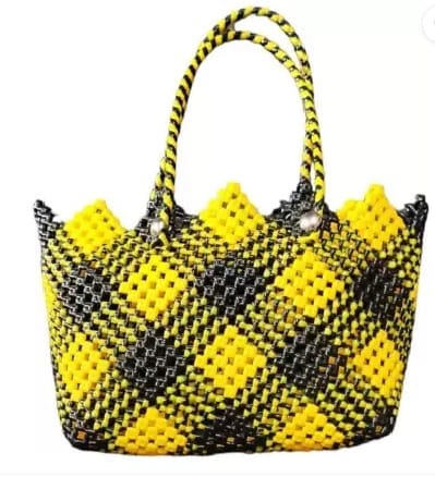 Handwoven Picnic Basket with Checkered Pattern