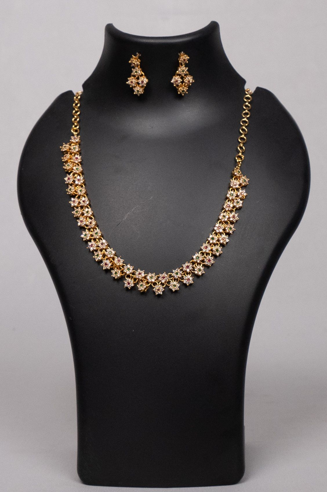 Gold-plated Traditional Indian Necklace Set with Earrings for Women