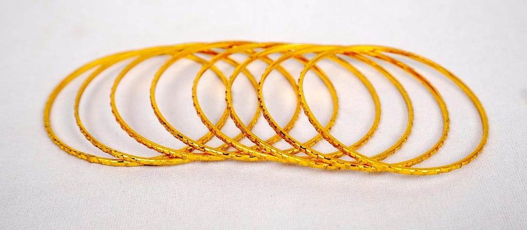 Gold Plated Textured Bangle Set of 6