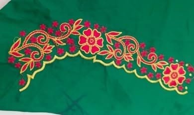 Green blouse with red and gold embroidery