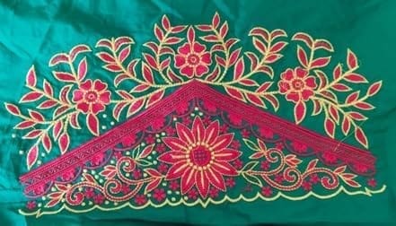 Green blouse with red and gold embroidery