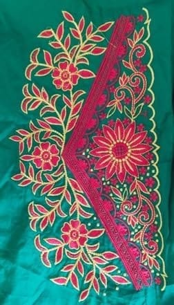 Green blouse with red and gold embroidery