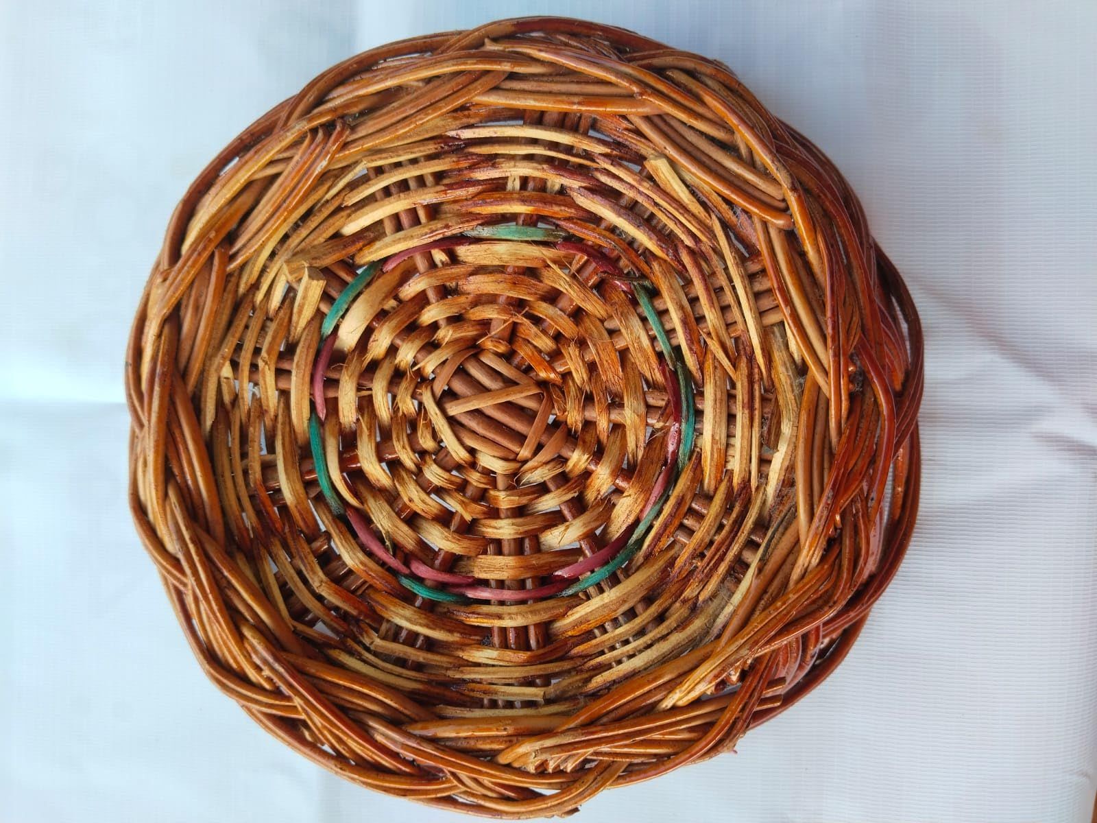 Handmade Wicker Basket with Intricate Spiral Weave Design