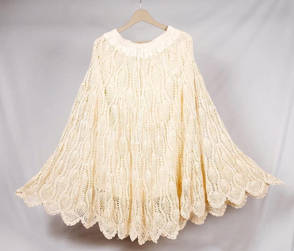 Handmade Cream White Crochet Maxi Skirt