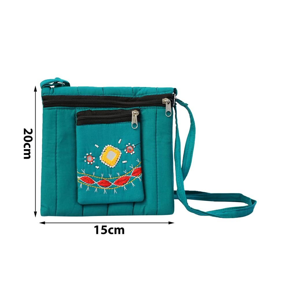 Women Handbag Banjara Traditional Side Bag Purse Cotton Handmade Green