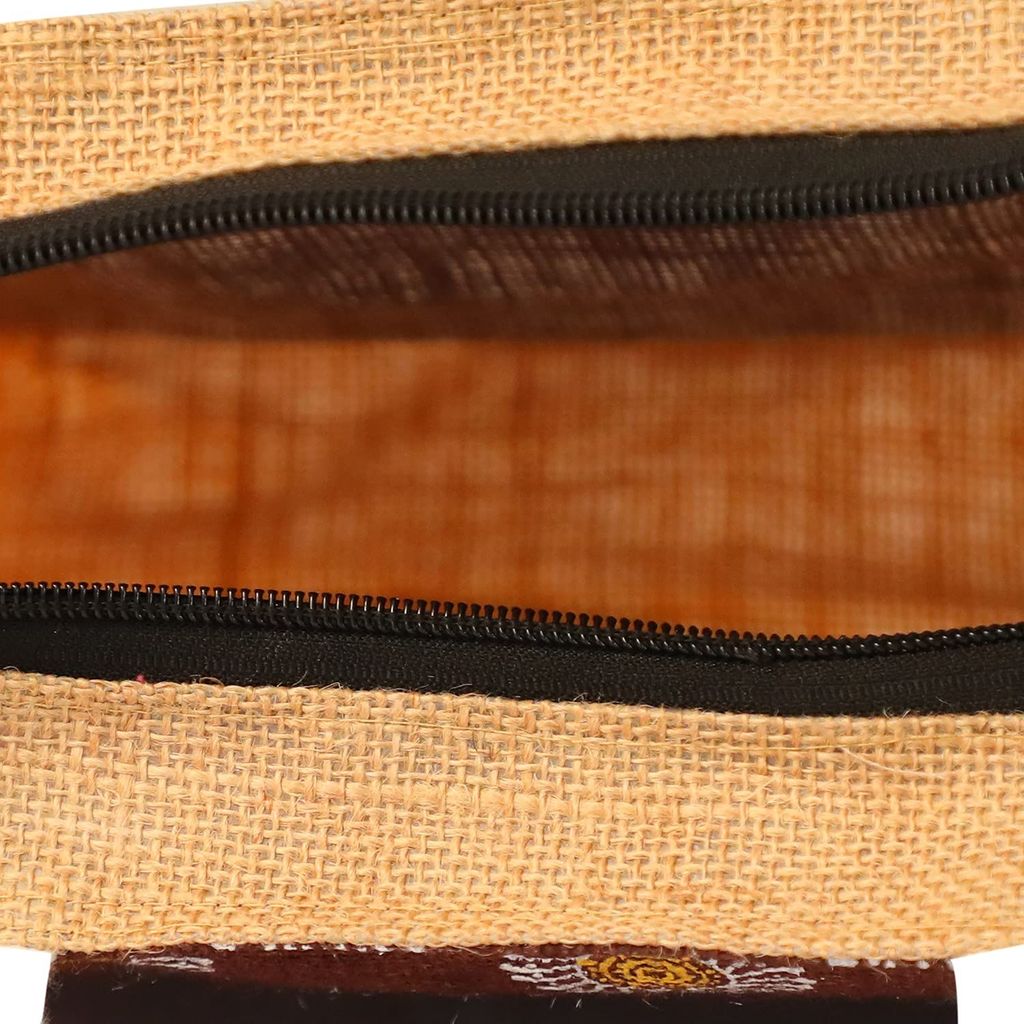Handcrafted Jute Handbag/Brown Jute Lunch Bag/Multipurpose Bag/Jute Bag/Printed Bag/ (NULM-Tirupati-11).