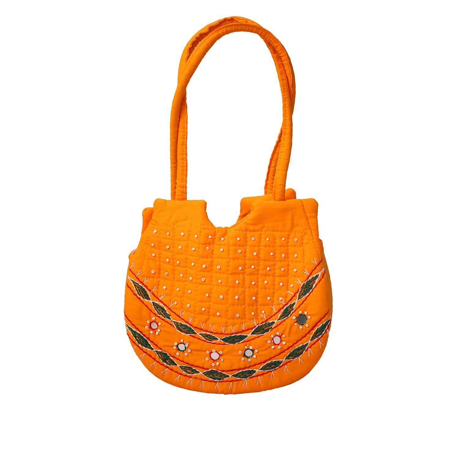Women�s Handbag, Banjara Traditional Side Bag, Cotton Handcrafted Yellow Handbag, Handbag, Purse, (GOABAG-03).